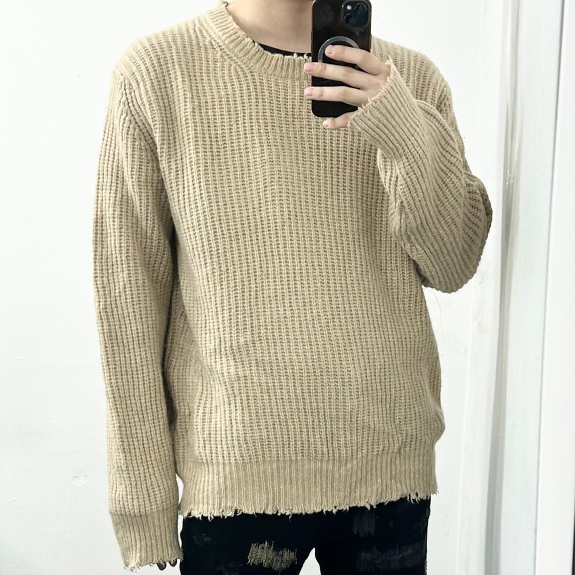 솔리드옴므 디스트레스드 니트 상품이미지2