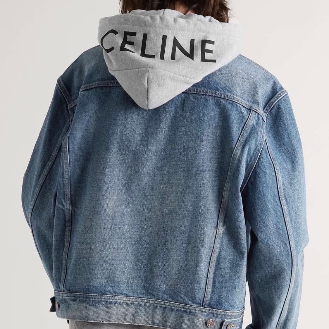 [S+급/M] 셀린느 백로고 후드 데님 청자켓 그레이 상품이미지7