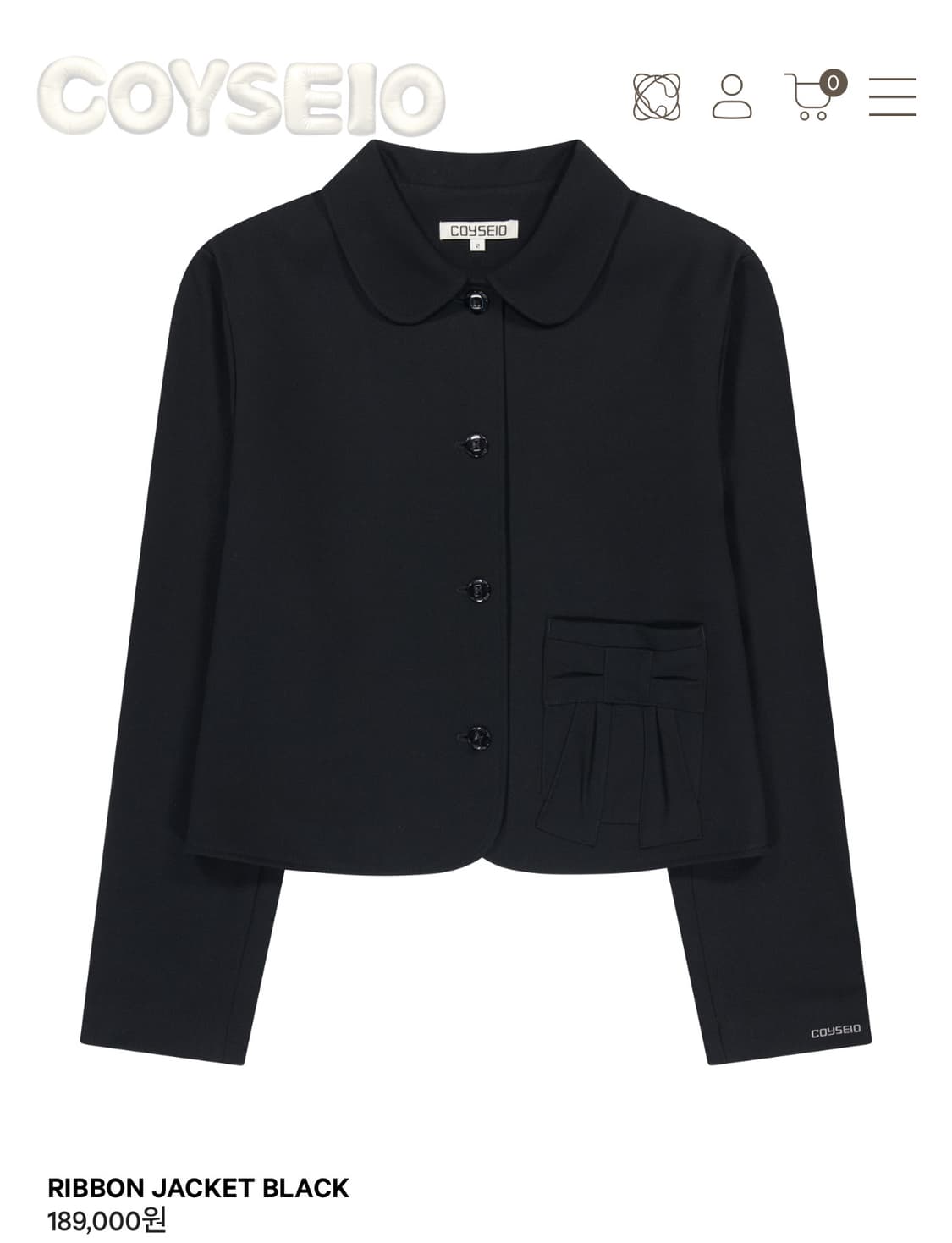코이세이오 리본자켓 블랙 1 새상품 상품이미지1