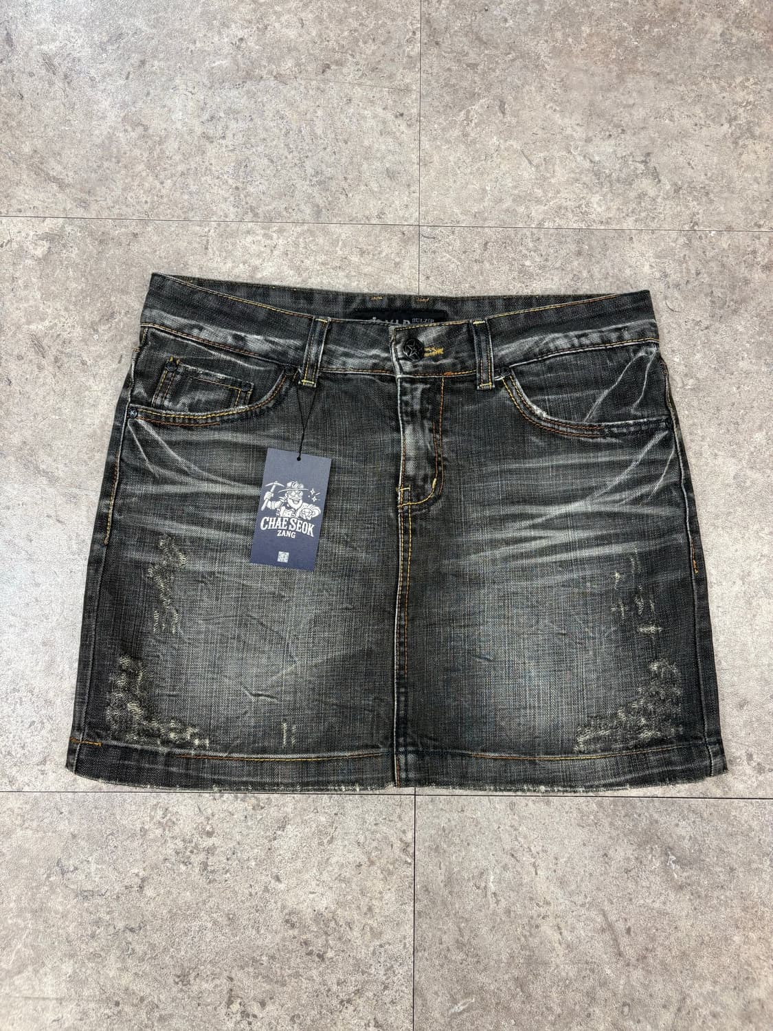 vipbulzip denim 흑청 스티치 스커트 #csz398 상품이미지1