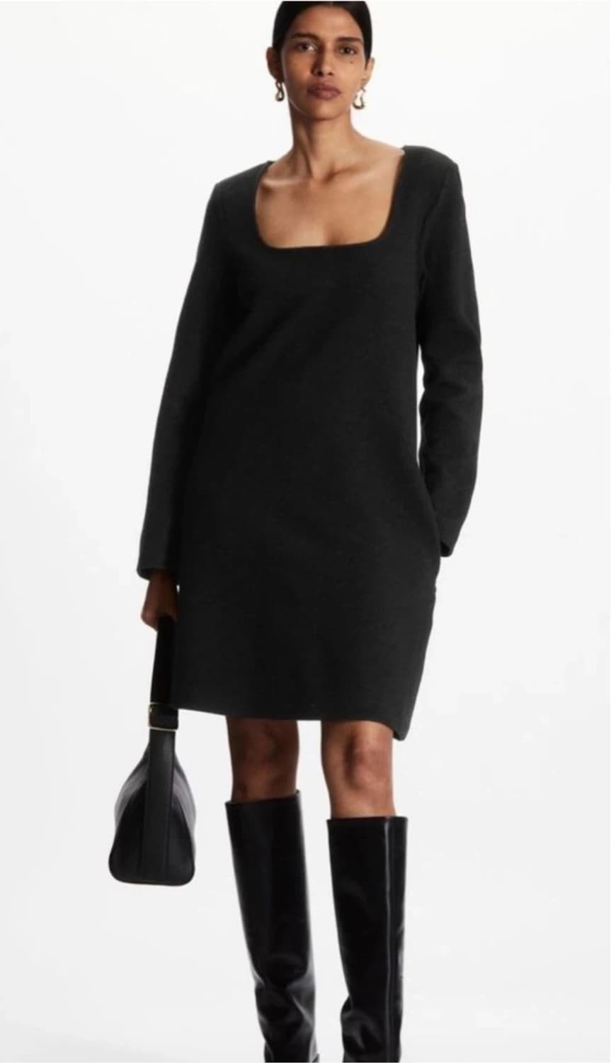 COS 코스 스퀘어넥 울 원피스 블랙 S 55 상품이미지1