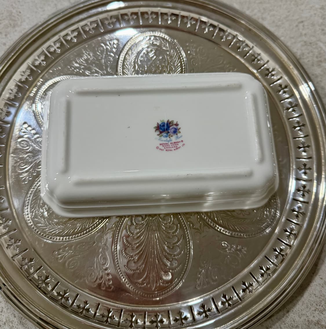 영국로얄 알버트 문라이트 로즈 직사각 접시 상품이미지3