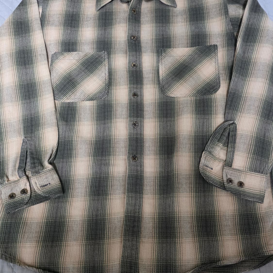 [L] 00s 세인트 존스 베이 빈티지 플란넬 체크 셔츠 베이지/블랙 상품이미지2