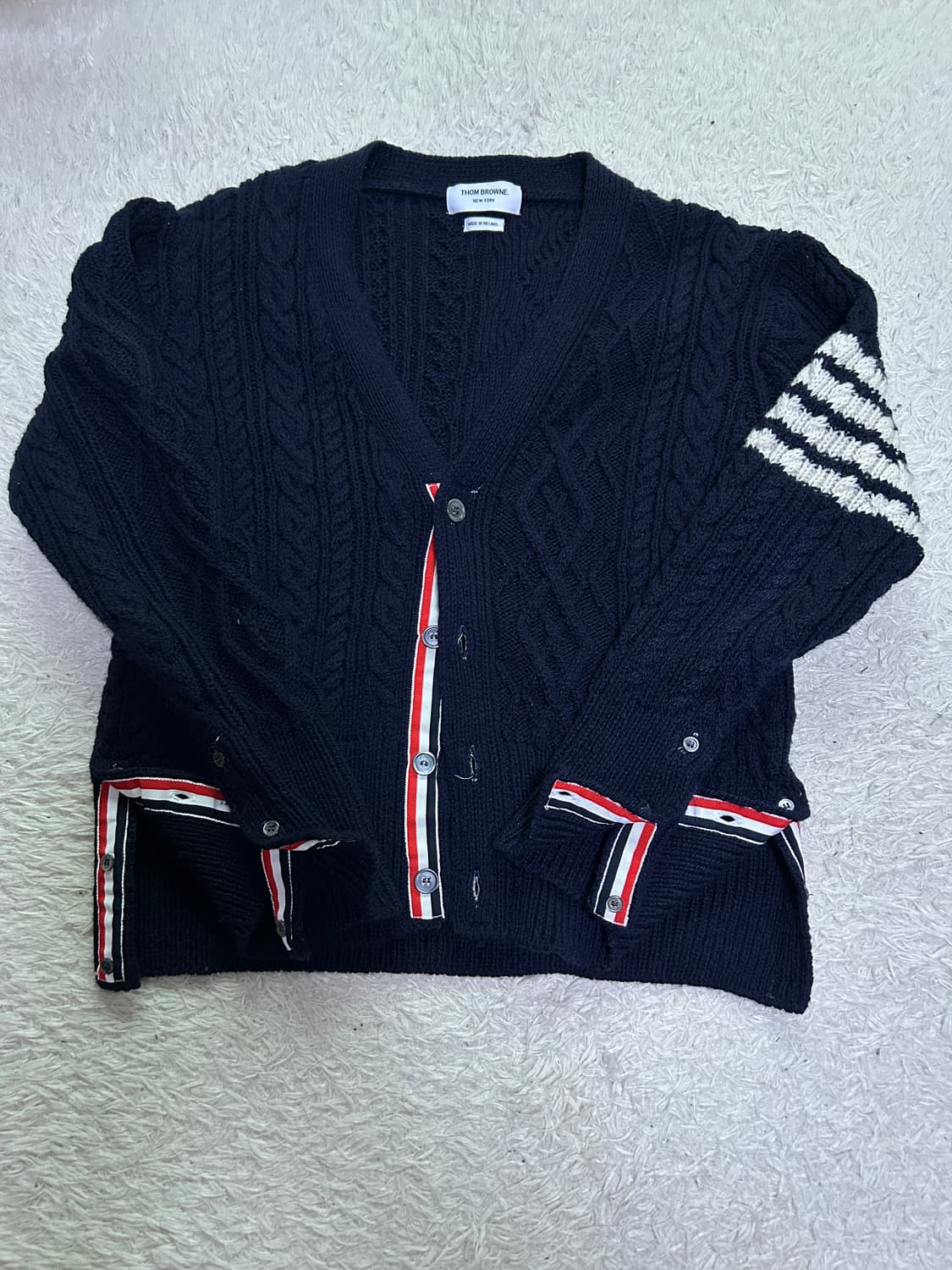 [5, 새상품급] 톰브라운 아란케이블 가디건 네이비 상품이미지1