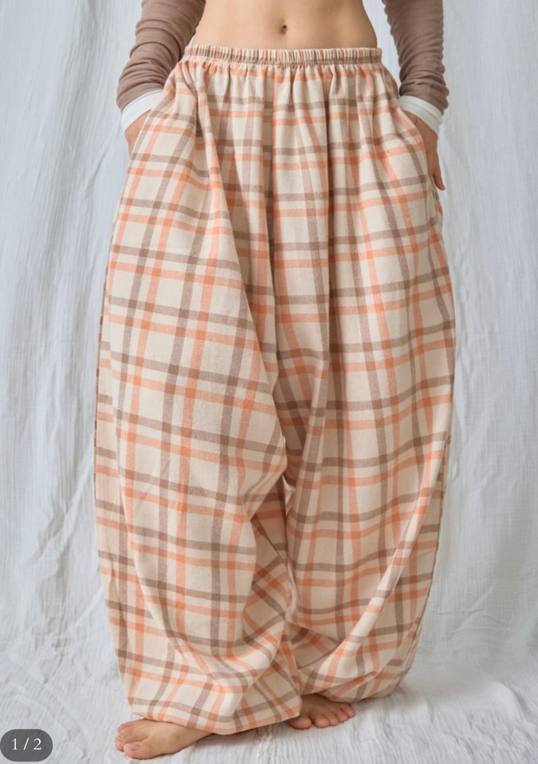 맑음복 담요바지 연두 ,갈색 담요바지 상품이미지1