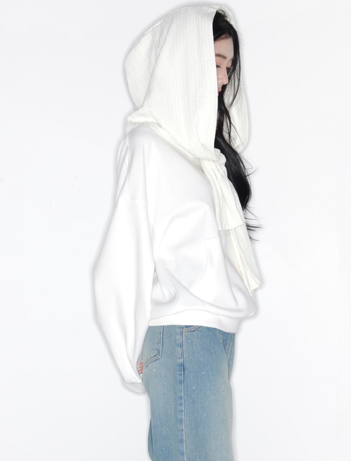 [품절상품,새상품] 더티스 Thetis 리본 오프숄더 후디 상품이미지5