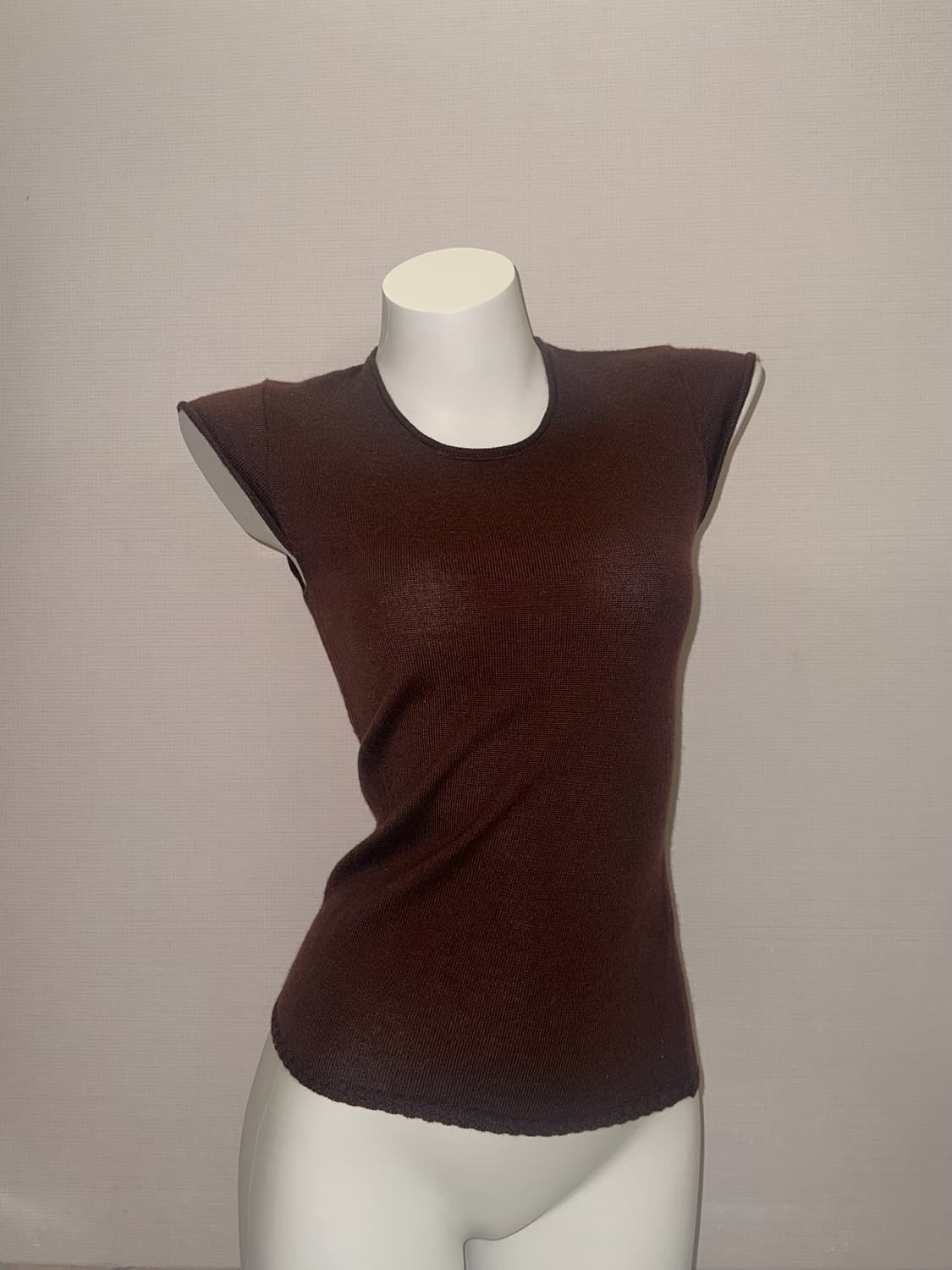 빈티지 브라운 캐시미어 니트 슬리브리스 상품이미지1