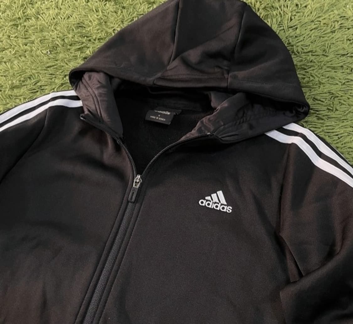 아디다스 블랙 트랙탑 후드 여자 져지집업 90/S 상품이미지2