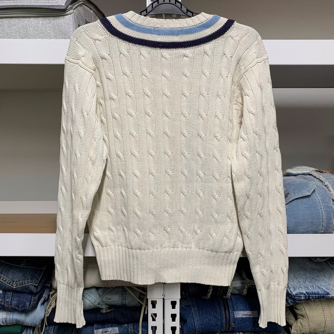 [XS] 90's 폴로 랄프로렌 브이넥 아란 케이블 니트 상품이미지3