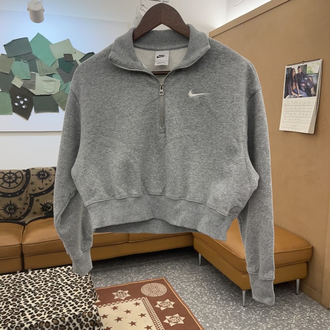 나이키 빈티지 캐주얼 세미오버핏 반집업 크롭 맨투맨 S C09228 상품이미지3