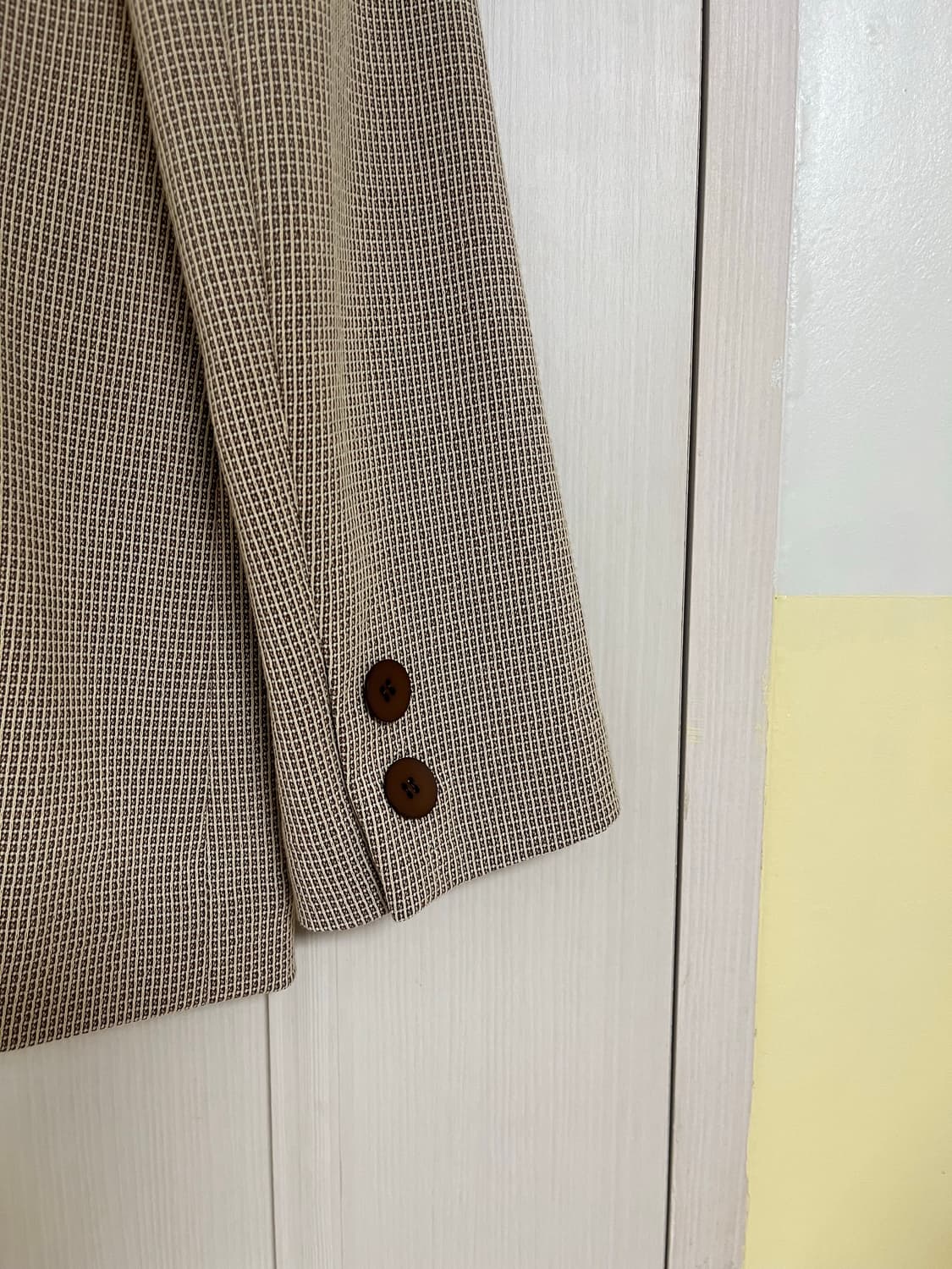 새제품 Quatre Chats 브라운 체크 자켓&스커트 셋업 상품이미지5