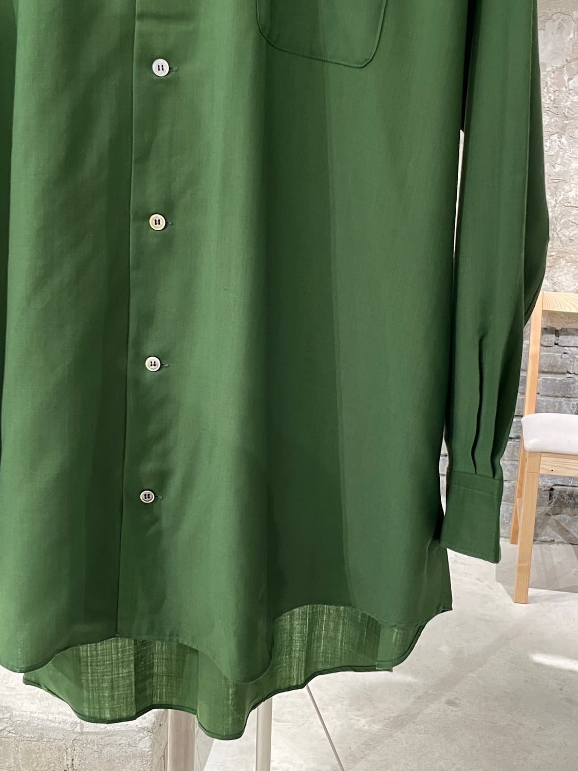 와이즈 포 맨 그린 싱글 포켓 카라 셔츠 상품이미지5