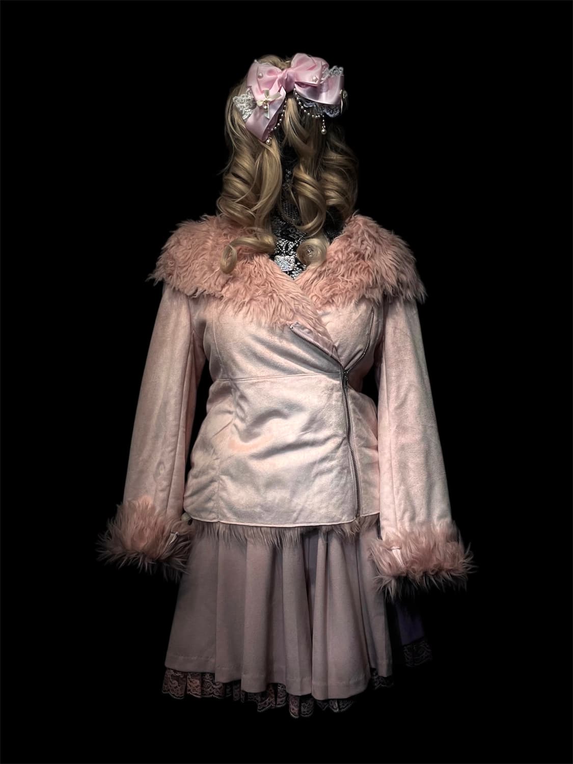 LIZLISA 리즈리사 스웨이드 핑크 무스탕 상품이미지1