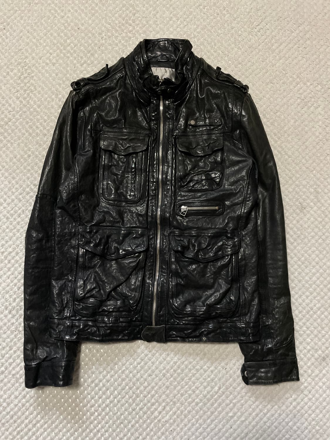 T.I FOR MEN 웨스턴 무드 램스킨 양가죽 절개 포켓 레더 자켓 상품이미지1