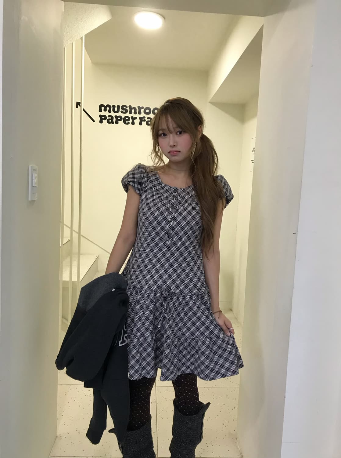 버버리 체크 원피스 네이비 니혼진 더블버튼 코트 코디세트 상품이미지4