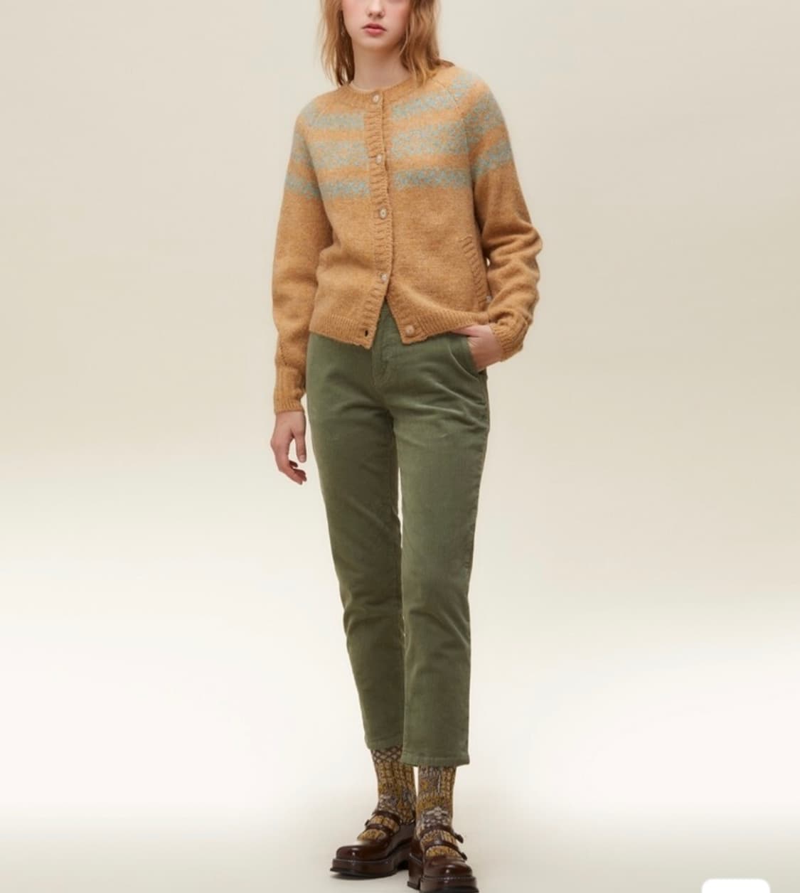 써스데이아일랜드 눈꽃 자가드 가디건 상품이미지2