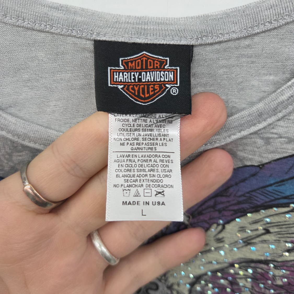 할리데이비슨 여성 반팔 티셔츠 그레이 여성 L 상품이미지3