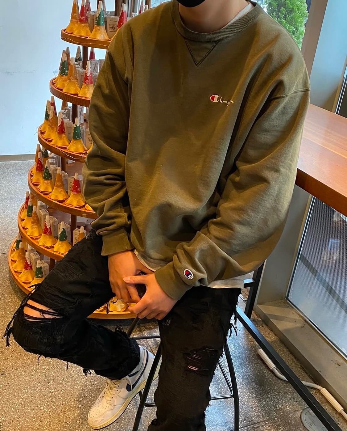 챔피온 90s USA 빈티지 스웻 맨투맨 카키 상품이미지2