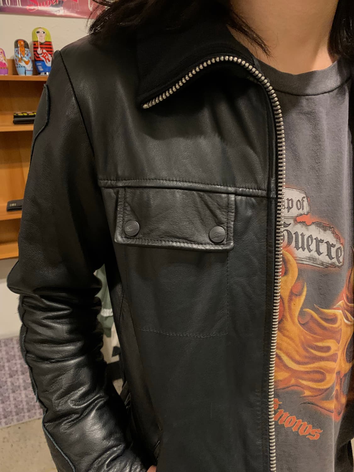 네이버후드 카우 레더 본 패치 자켓 상품이미지6