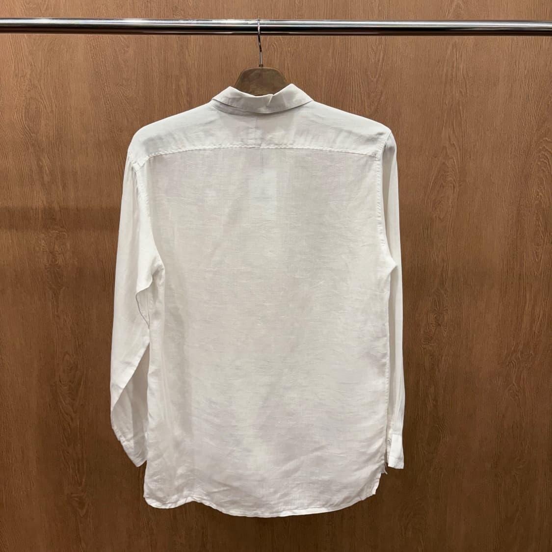 45RPM 린넨 풀오버 긴팔 셔츠 패브릭 버튼 하이로우 디테일 화이트 상품이미지3