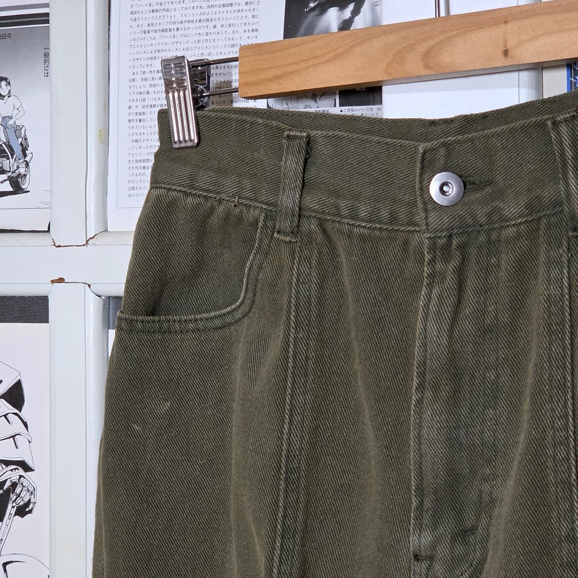 JPN 카키 샌드워싱 핀턱 와이드 팬츠 상품이미지2