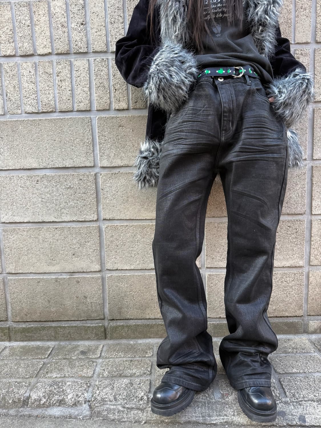 부츠컷 디테일 올 코팅진 상품이미지10