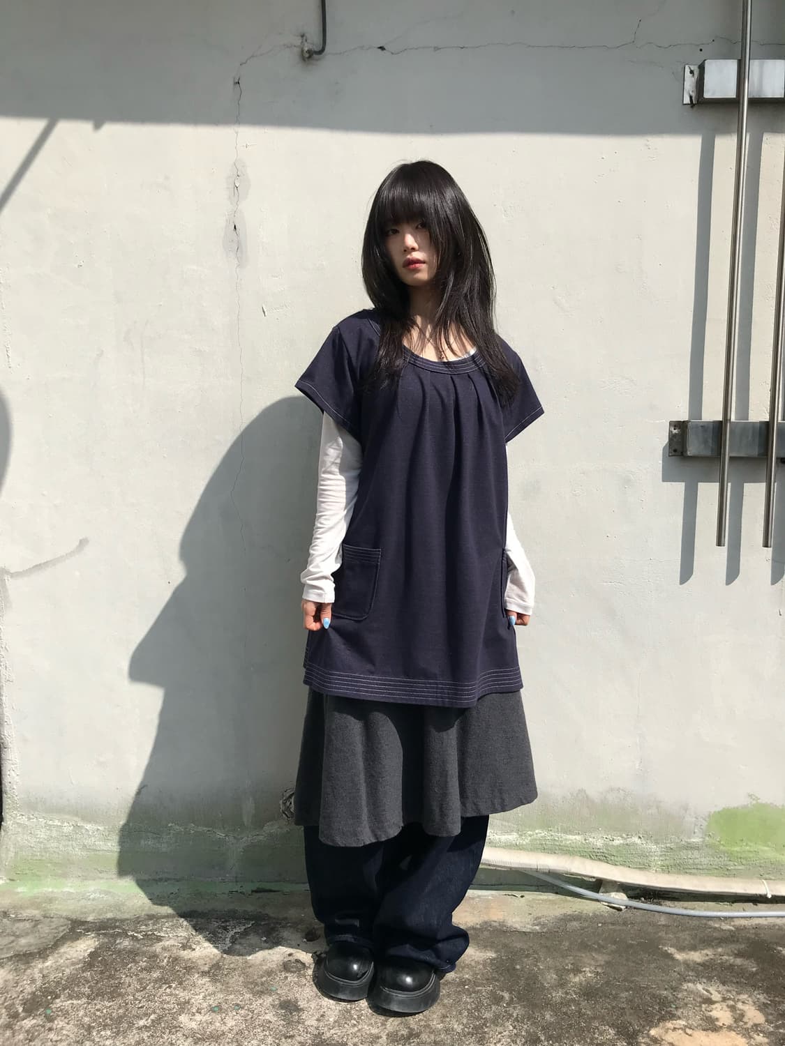 네이비 레이어드 데님 원피스 상품이미지6