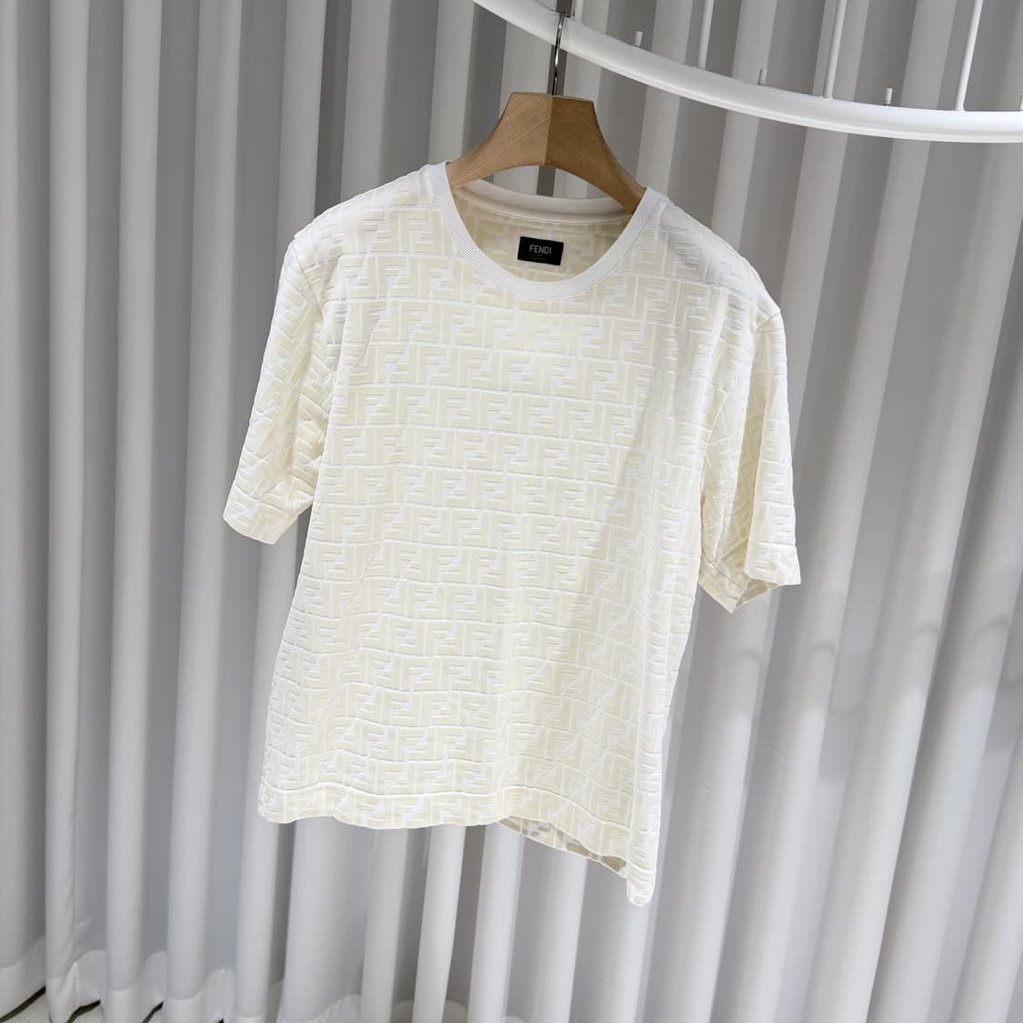 (A+/S) / 펜디 울오버 FF 로고 자카드 아이보리 반팔 상품이미지2