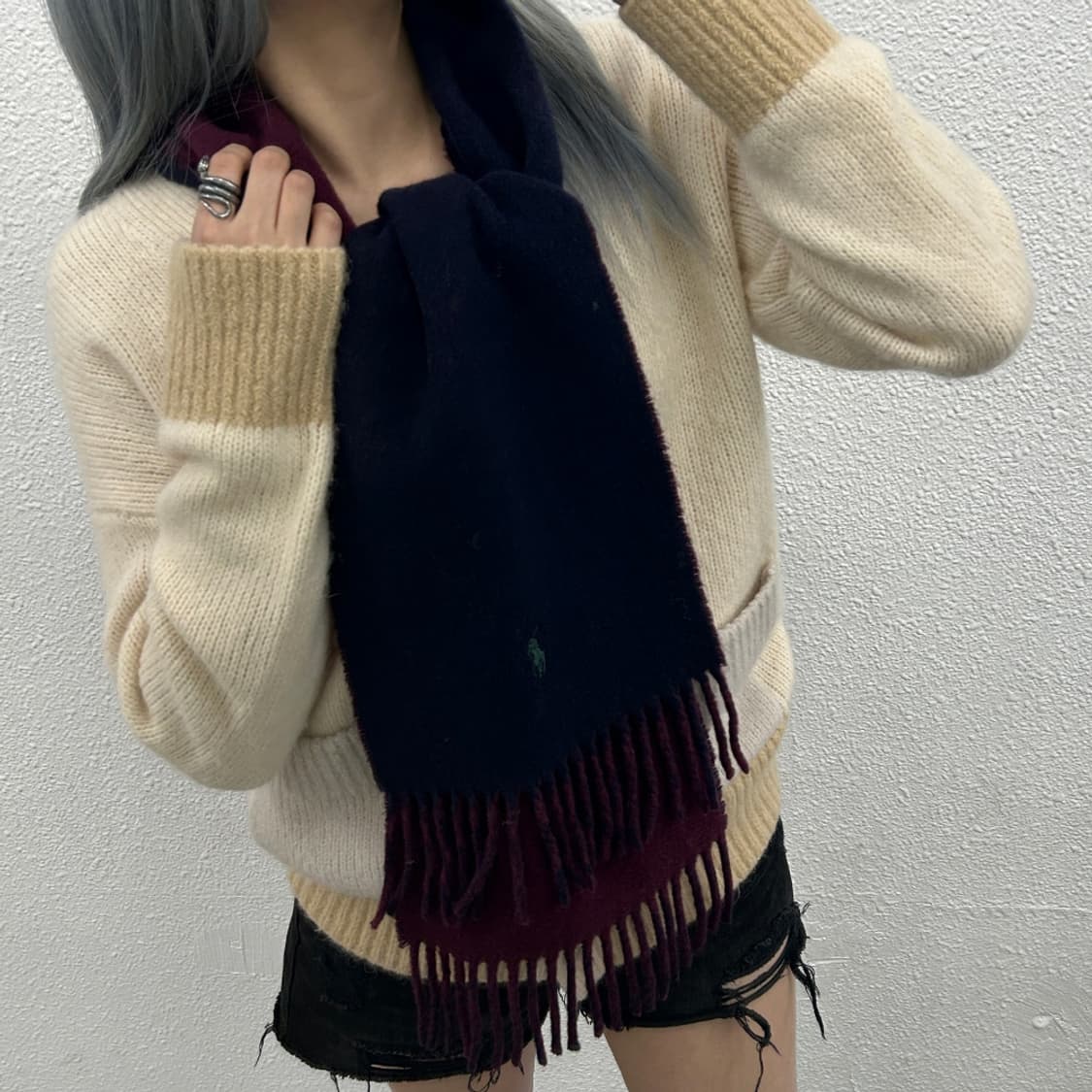 폴로 랄프로렌 그린포니 버건디 네이비 머플러 상품이미지2