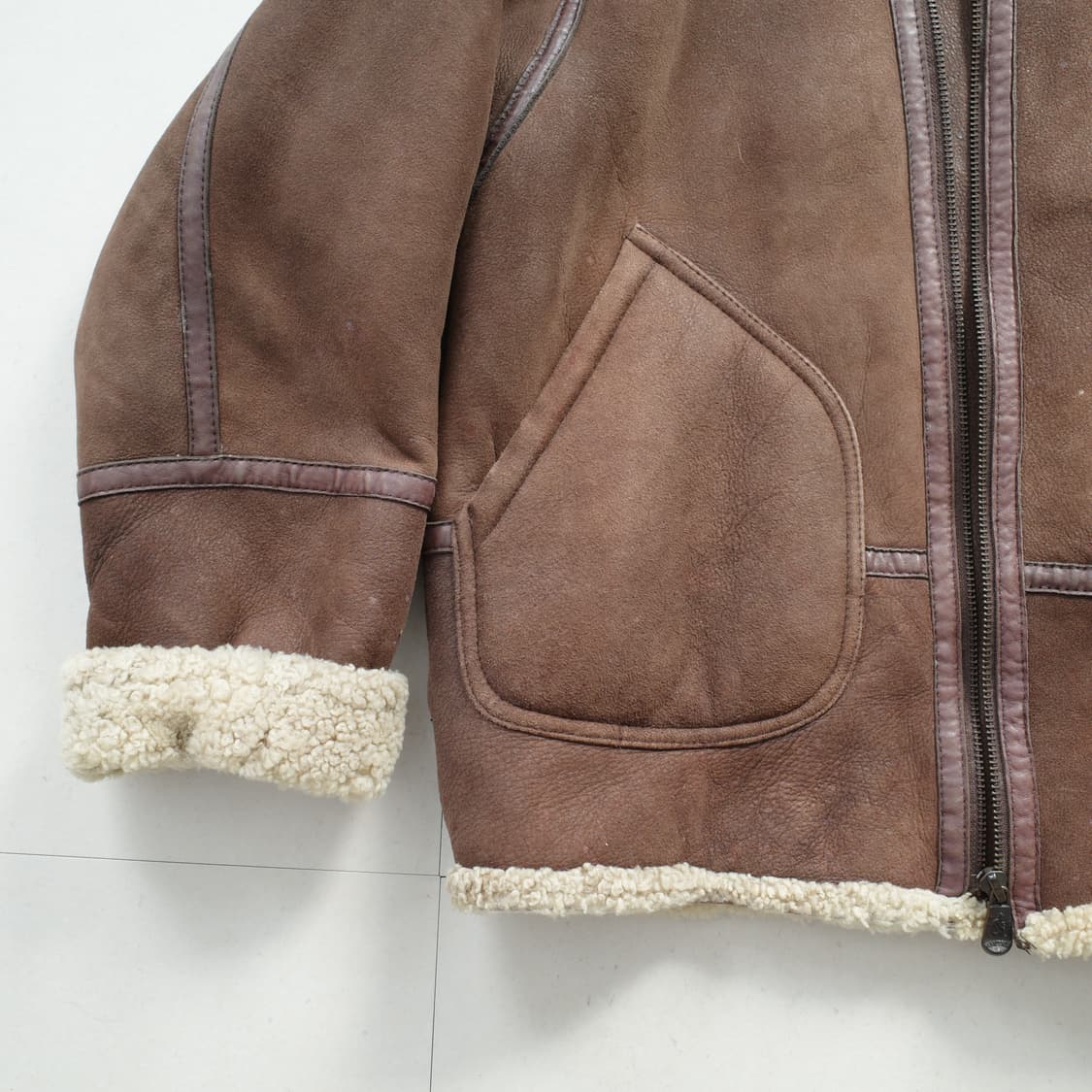 90s 노티카 리얼 양털 스웨이드 가죽 무스탕 무톤 B3 플라이트 자켓 상품이미지6