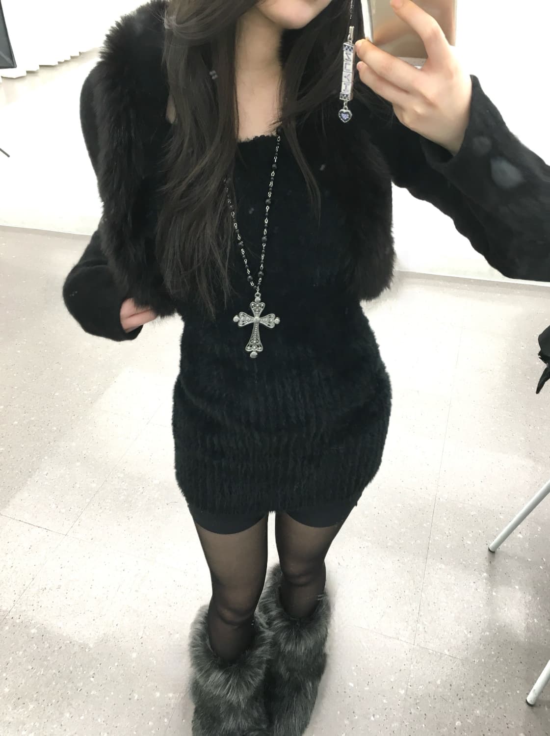 angora black trim bolero 상품이미지3