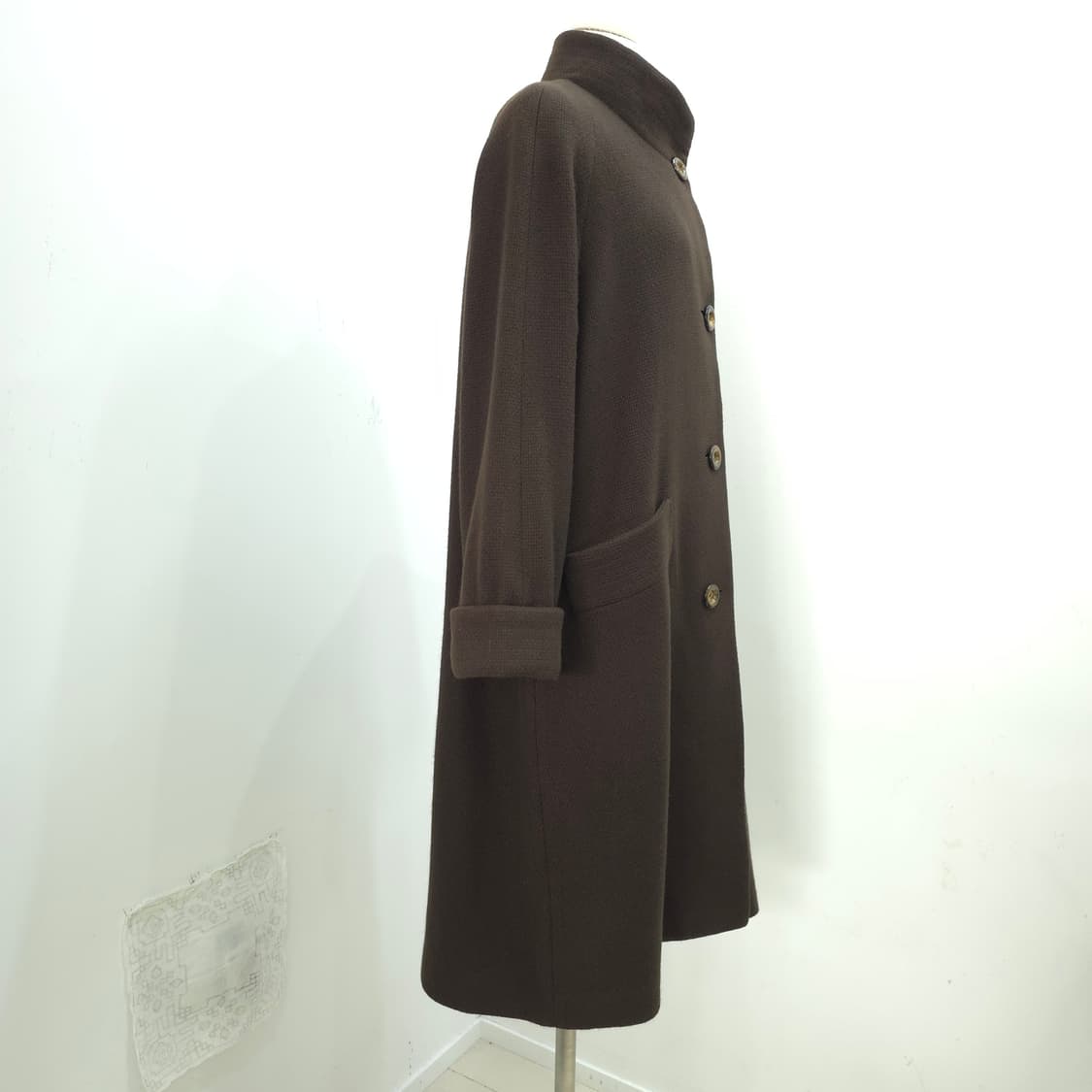 캐시미어 100 하이넥 진브라운 롱 코트  상품이미지2