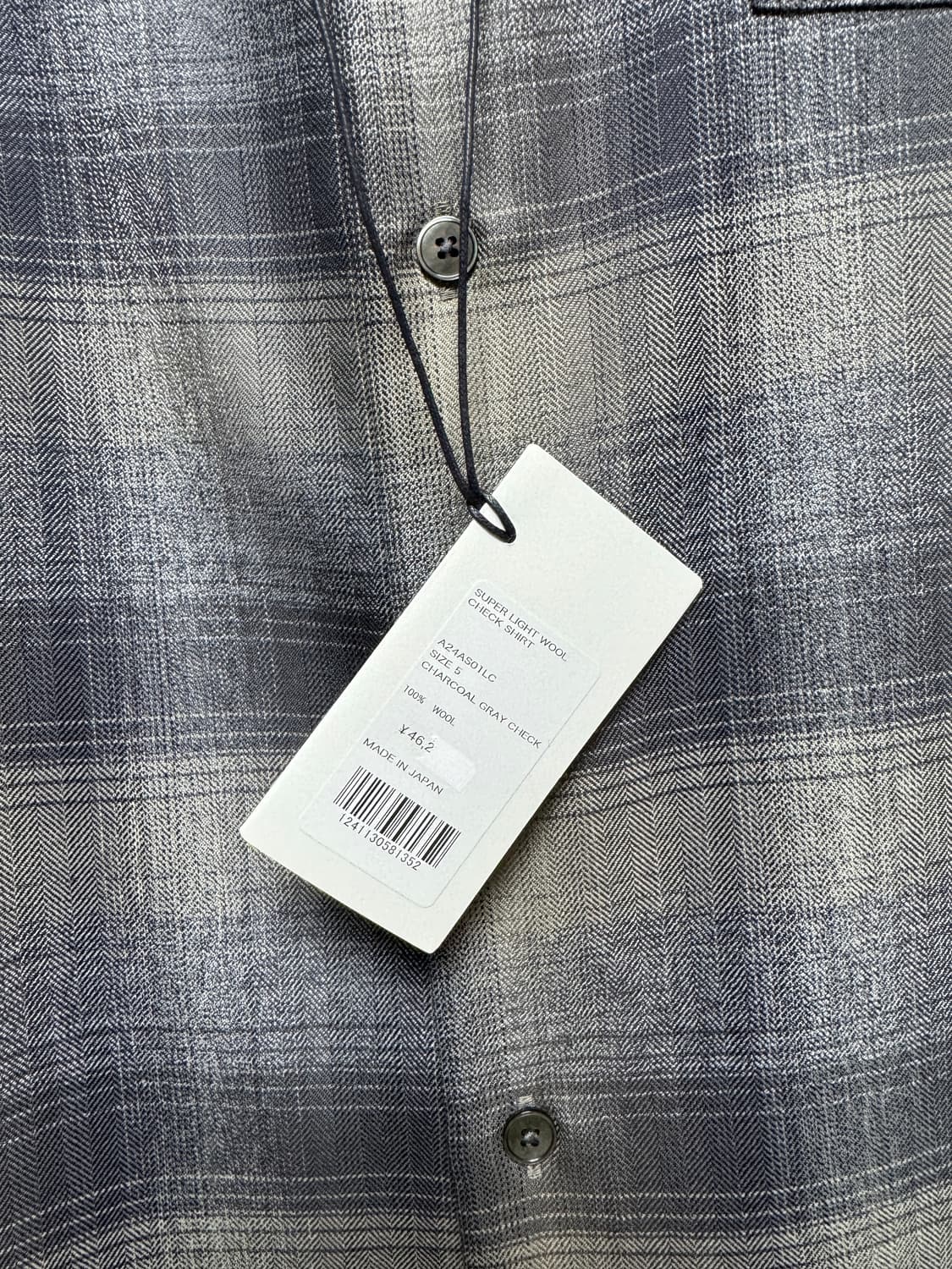 [5] 오라리 슈퍼 라이트 울 체크 셔츠 차콜그레이 24AW 상품이미지4