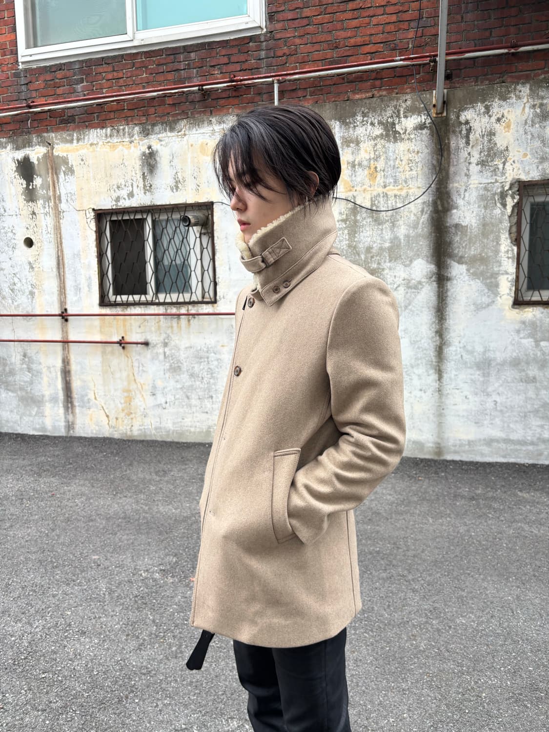 솔리드옴므 by 우영미 하이넥 더블 피코트  상품이미지3