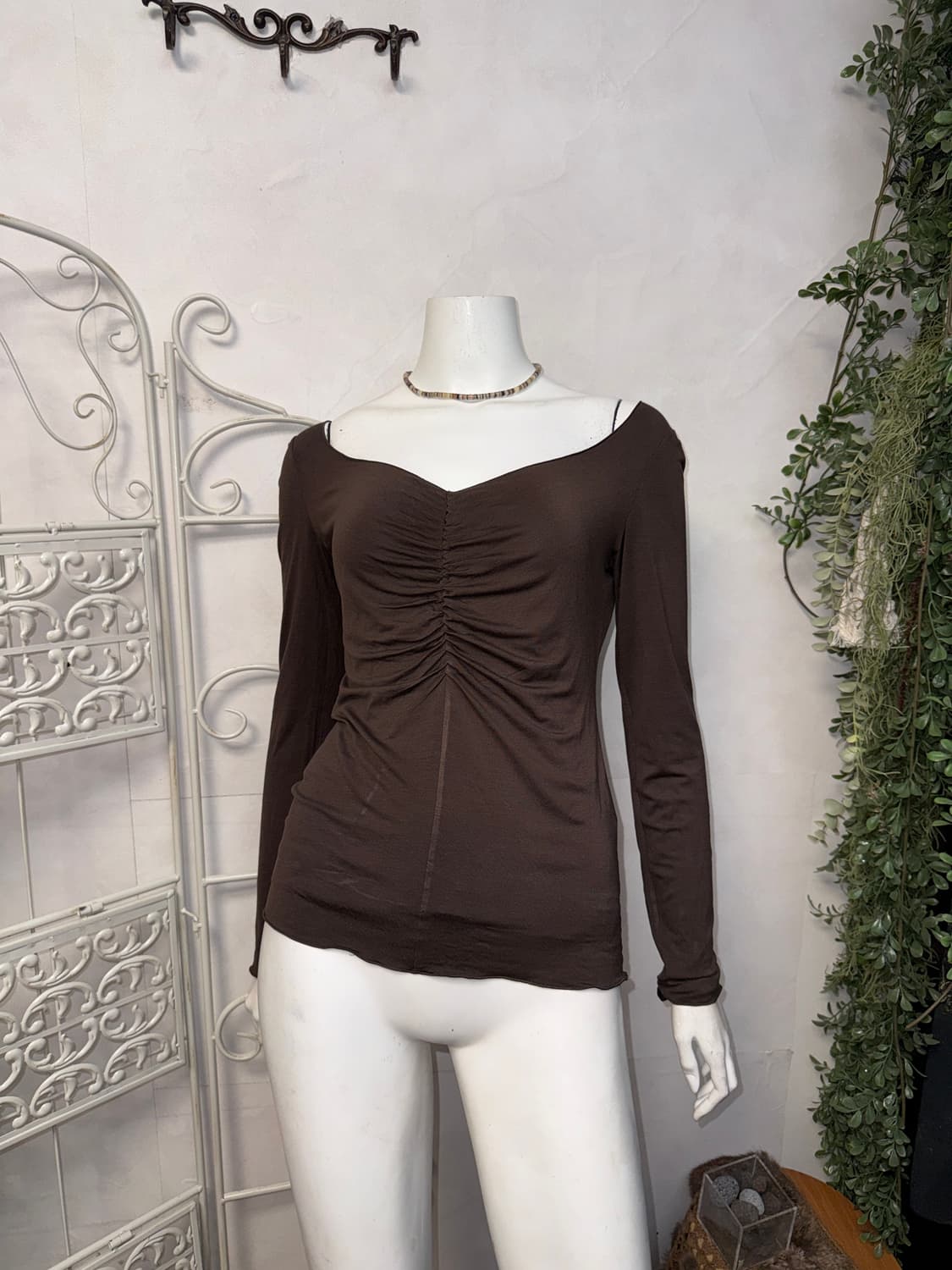 Armani Collezioni brown shirring sleeve 상품이미지1
