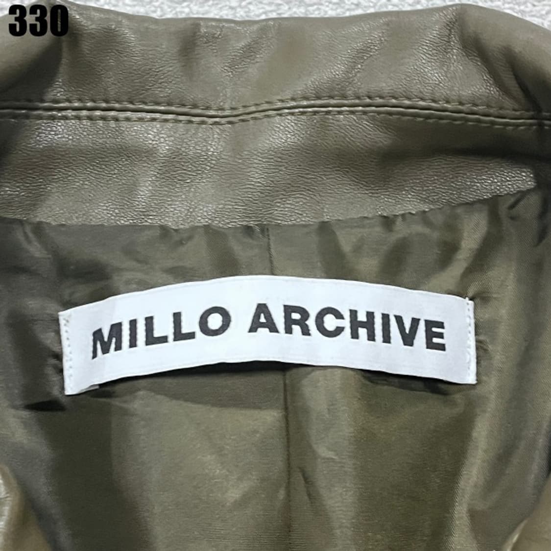 밀로아카이브 카키 레더자켓  상품이미지2