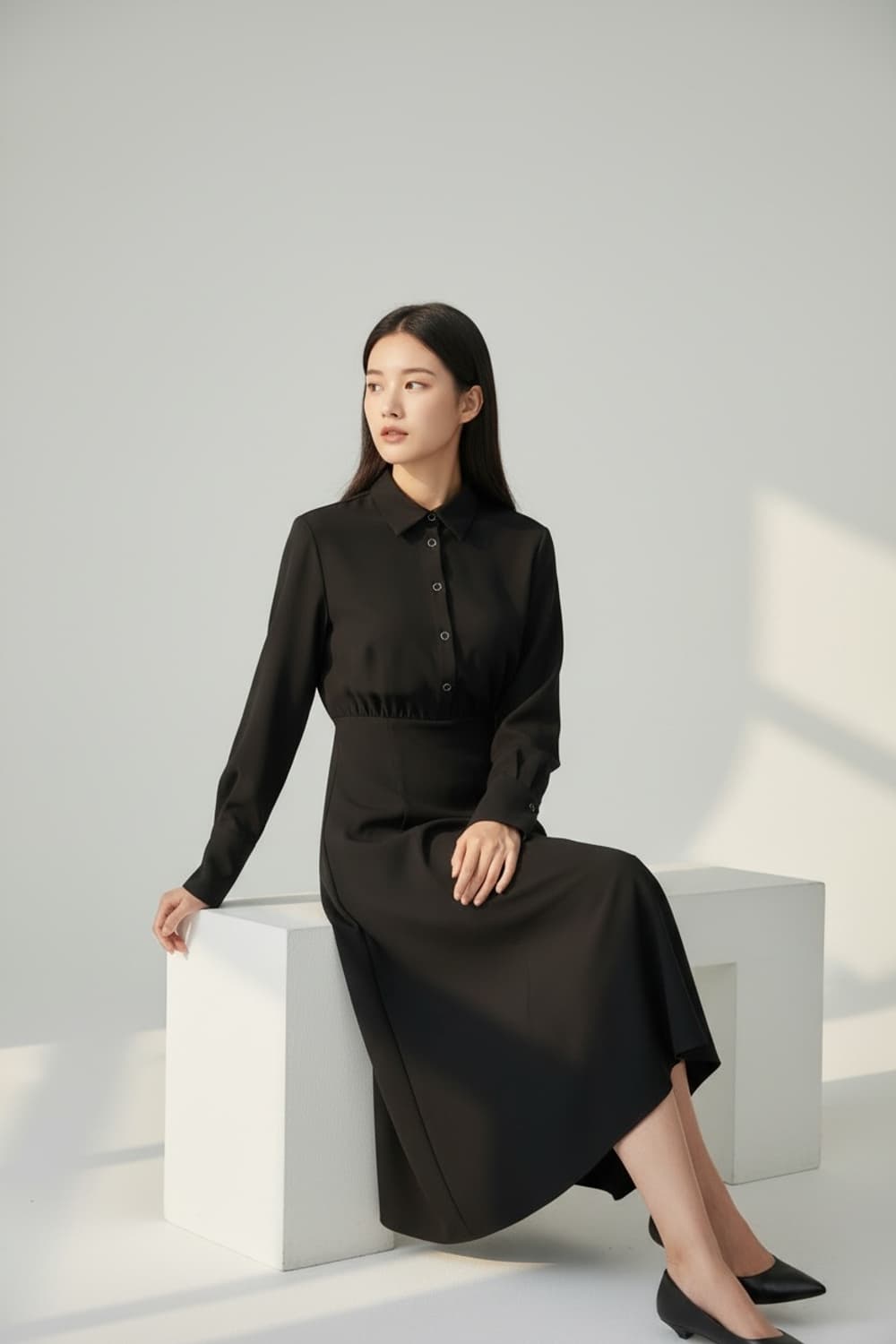 ZARA 자라 블랙 오피스 룩 롱 원피스 XS 상품이미지2