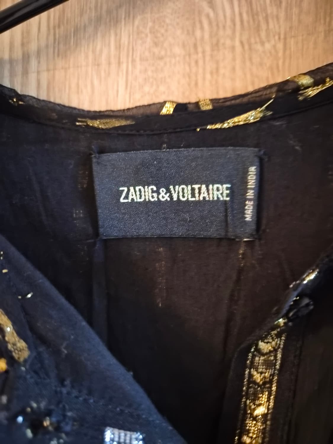 ZADIG&VOLTAIRE 블랙 쉬폰 골드 펄사 원피스 M 상품이미지5