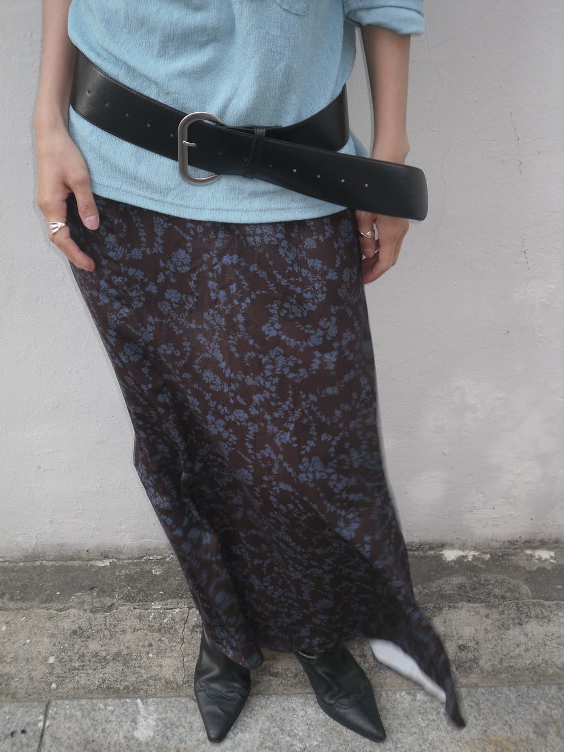 Blue flower pattern long skirt 상품이미지3