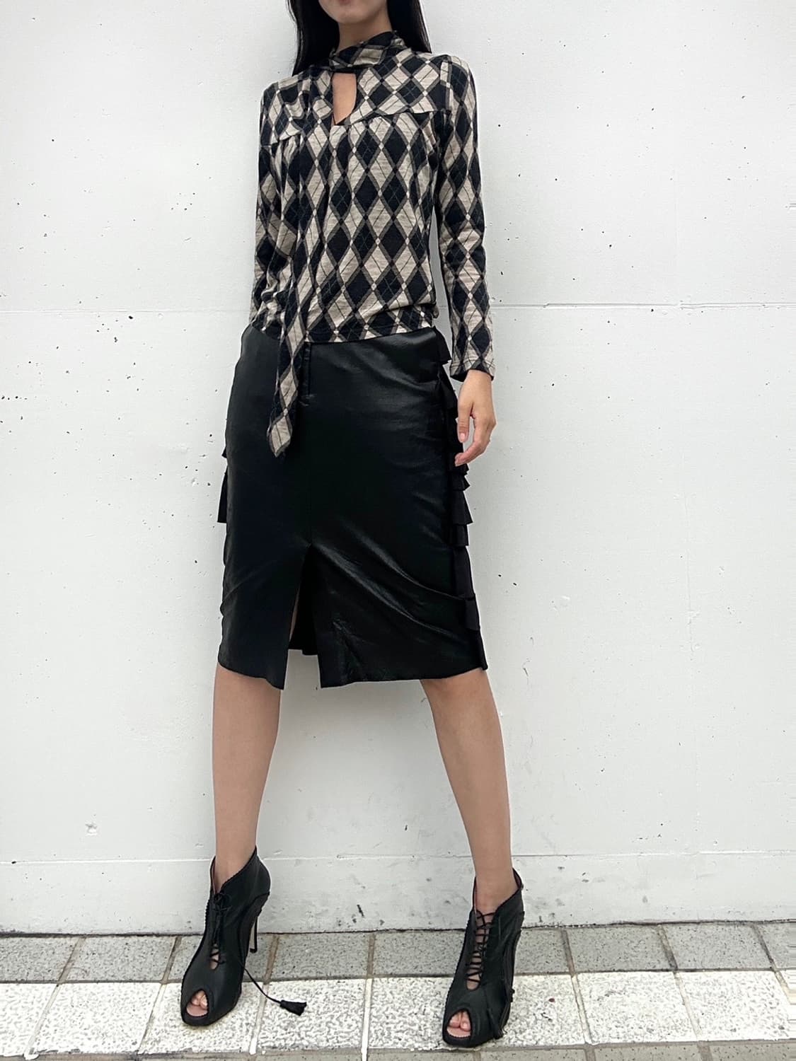 Diamond check tie top   상품이미지6