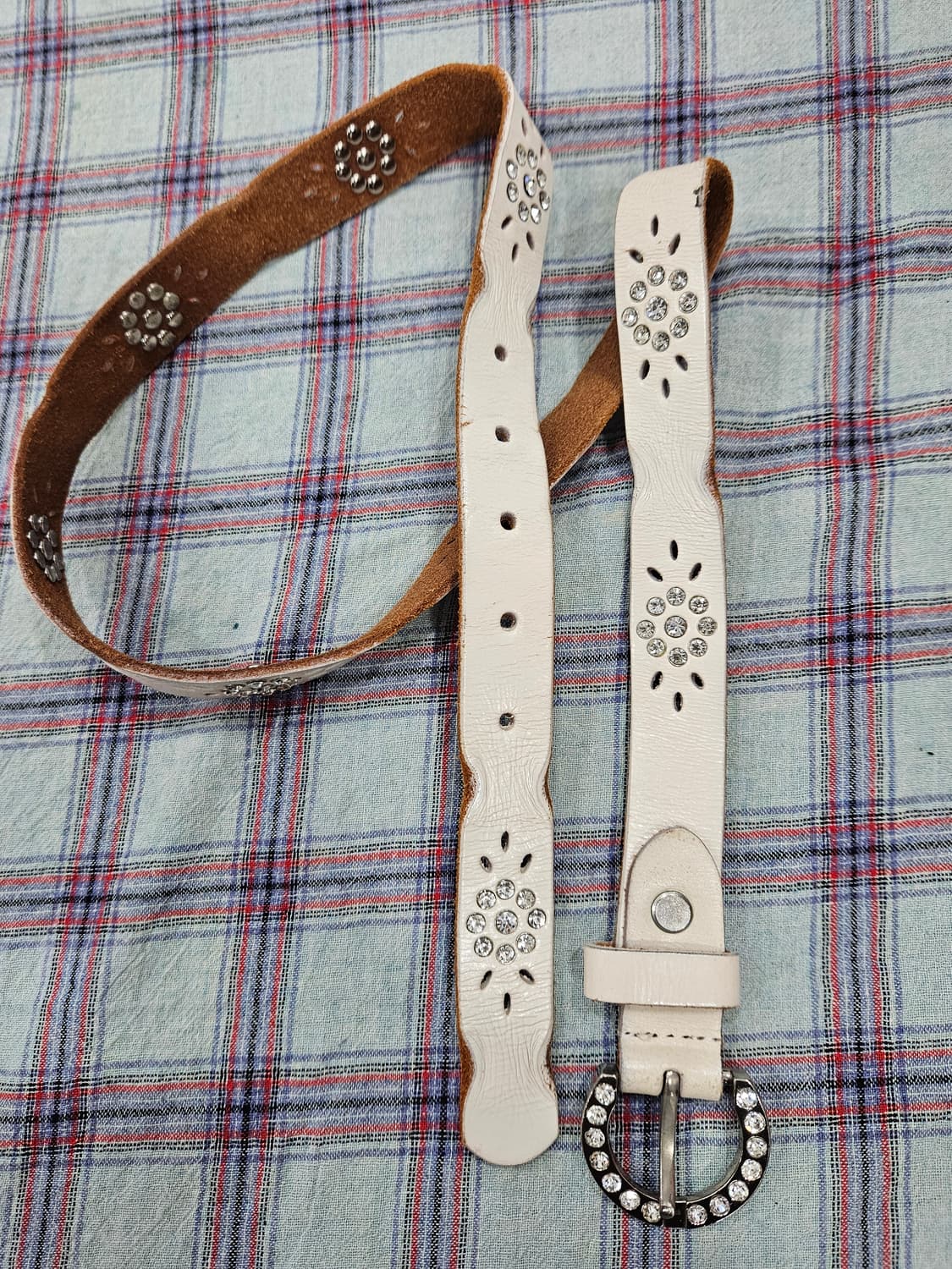 빈티지 웨스턴 스타일 큐빅 장식 가죽 벨트  상품이미지4