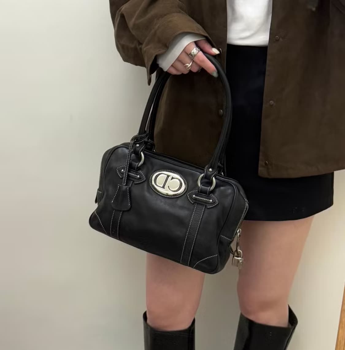 RARE 크리스찬 디올 빈티지 은장 CD로고 숄더백 상품이미지1