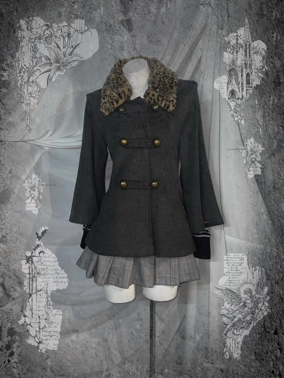 무채색 갸루 스트라이프 오픈숄더 코디세트  상품이미지1