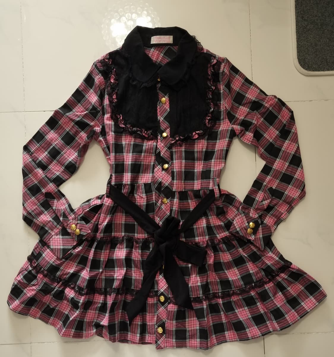 tralala 핑크체크 원피스 상품이미지1