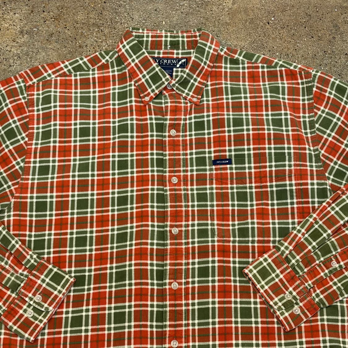 새상품급 미국 빈티지 아이비크루 코듀로이 골덴 긴팔 체크 셔츠 상품이미지3