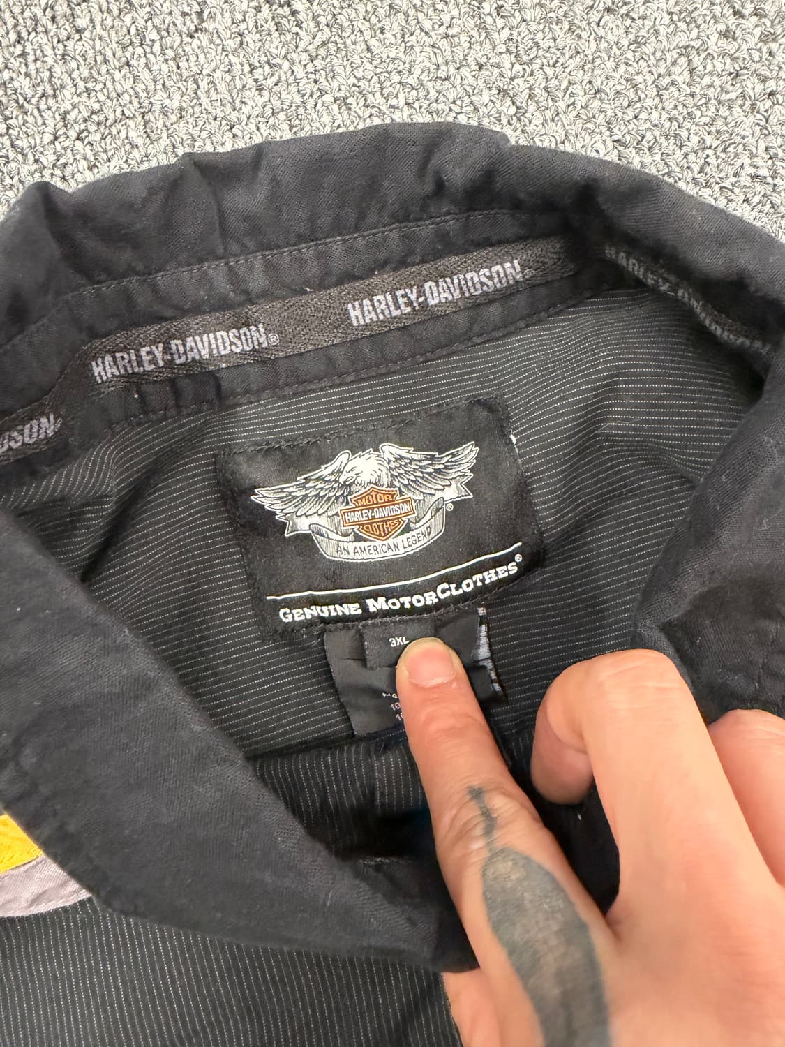 3XL)할리데이비슨 빈티지 옐로우 트랙 반팔 셔츠 상품이미지2