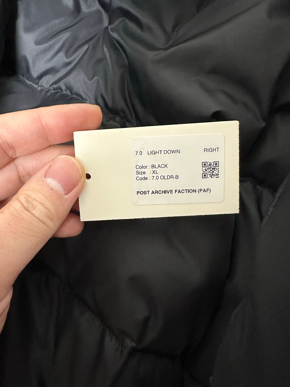 paf 파프 7.0 라이트 다운 블랙 XL 상품이미지3