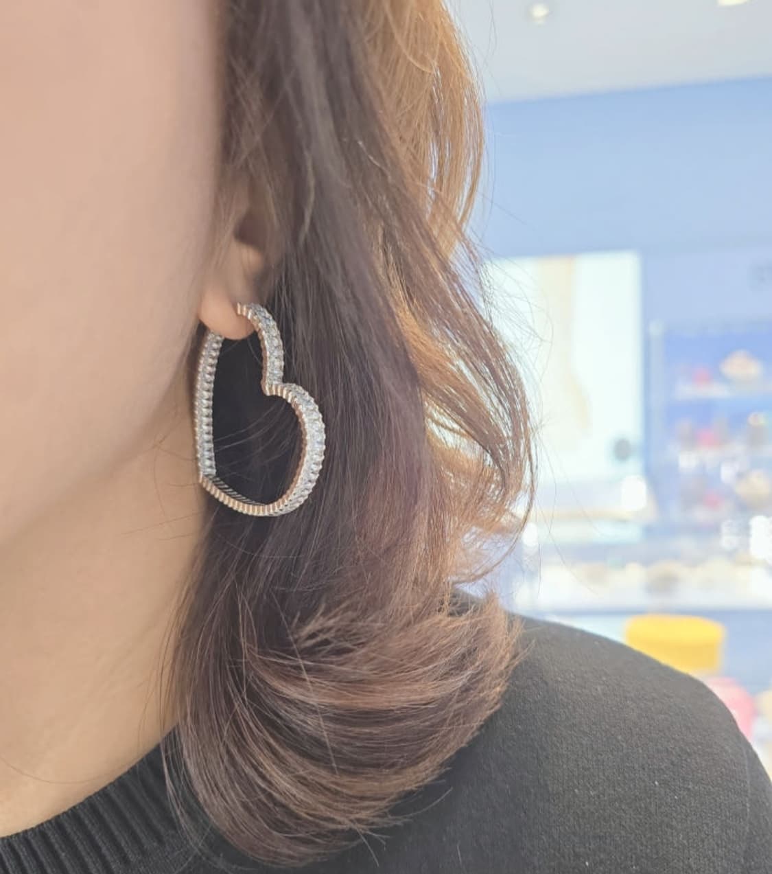 정가48만~새제품)스와로브스키 바게트컷 하트 귀걸이 정품 상품이미지3