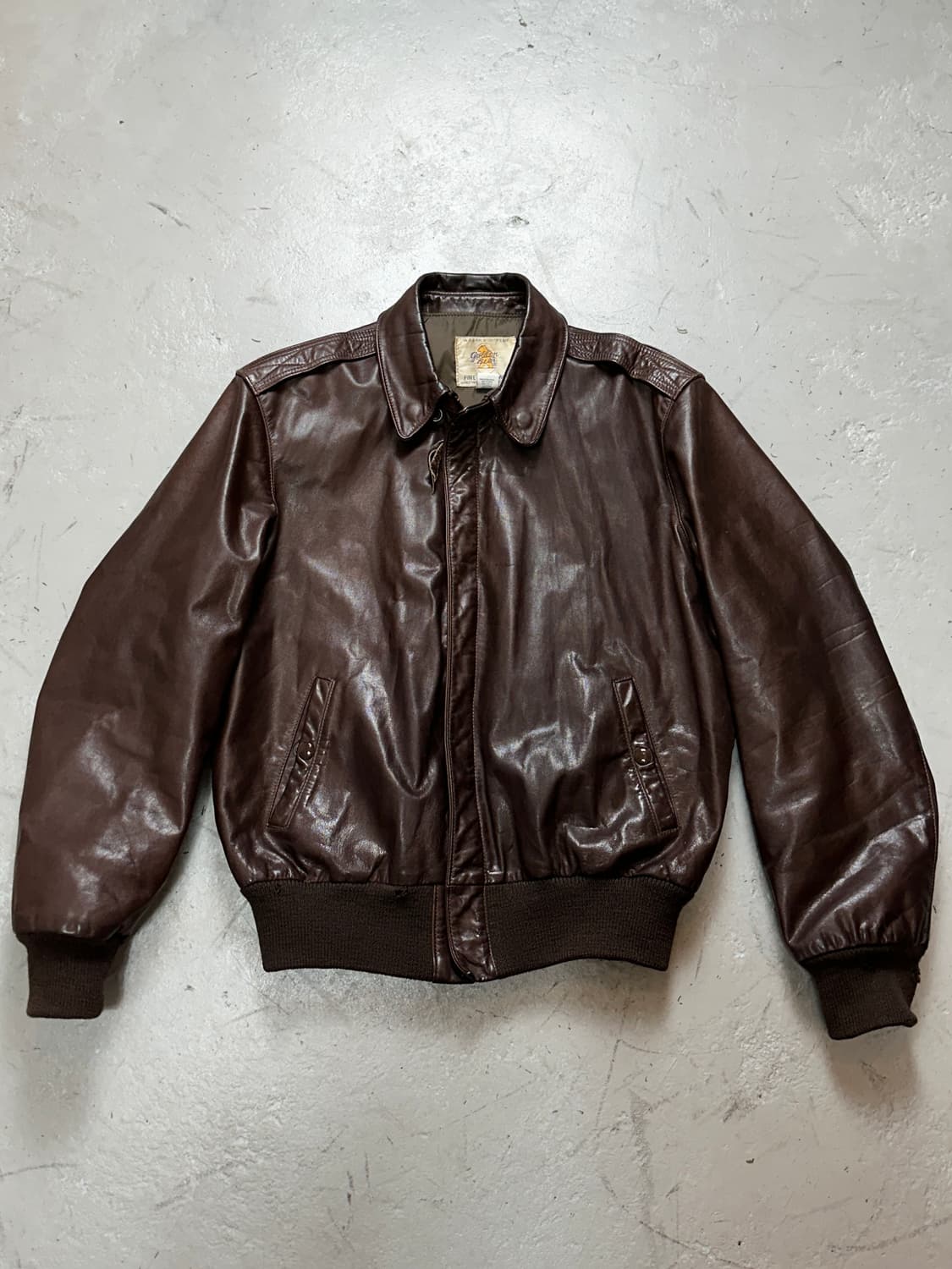 90's USA Made 골든베어 A-2 레더 자켓 빈티지 레더 봄버 상품이미지1