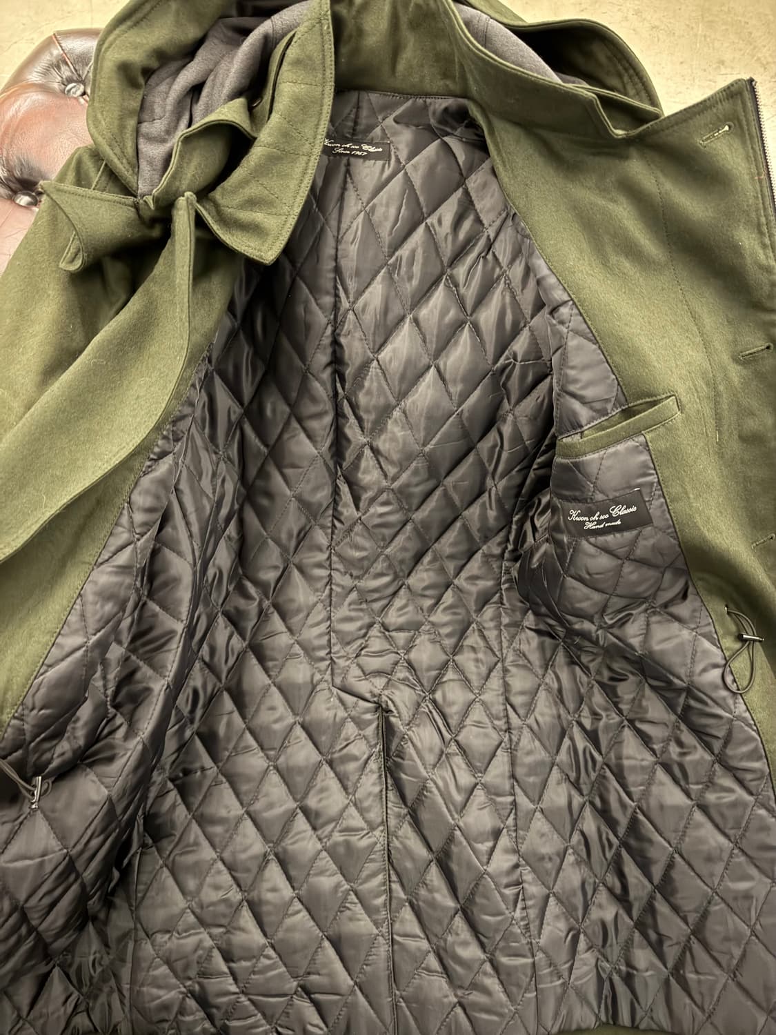 [95] 미착용 국내 양복점 제작 카키 야상 패딩 자캣 점퍼 상품이미지3